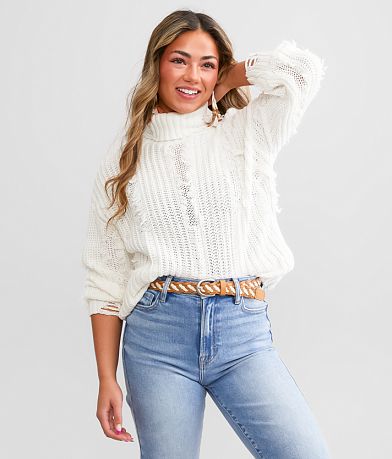 Daytrip Destructed Turtleneck Sweater front view