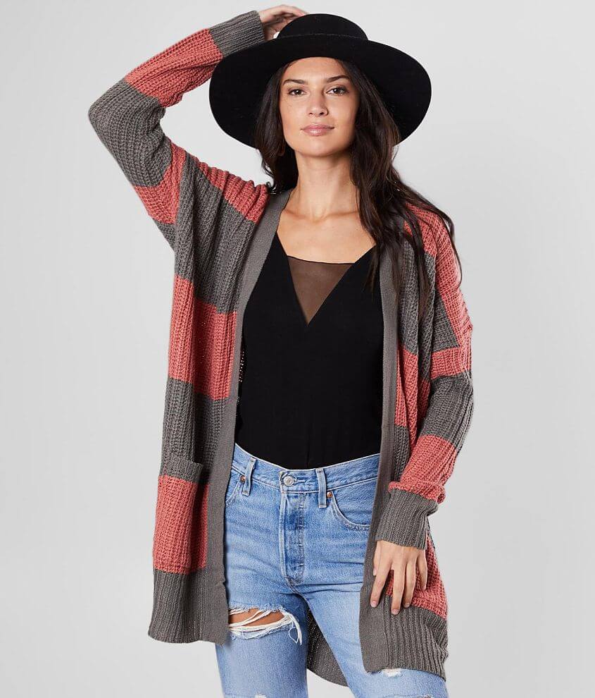 Daytrip Striped Shaker Stitched Cardigan Sweater