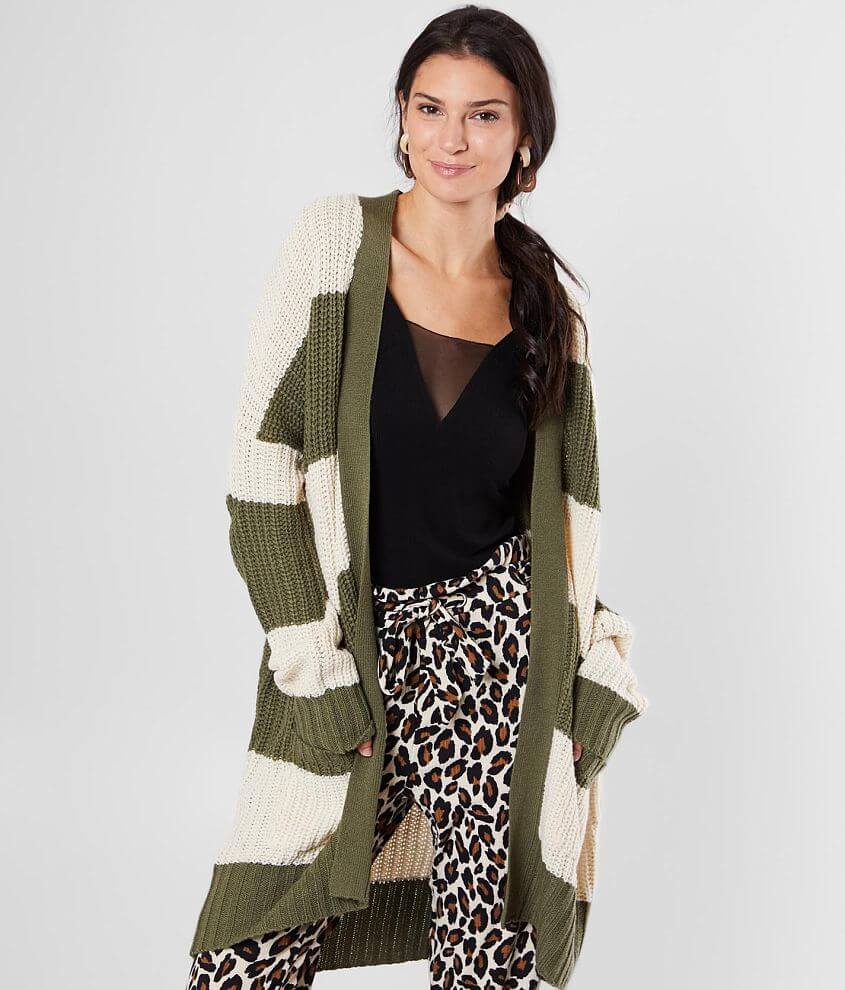 Daytrip Striped Shaker Stitched Cardigan Sweater