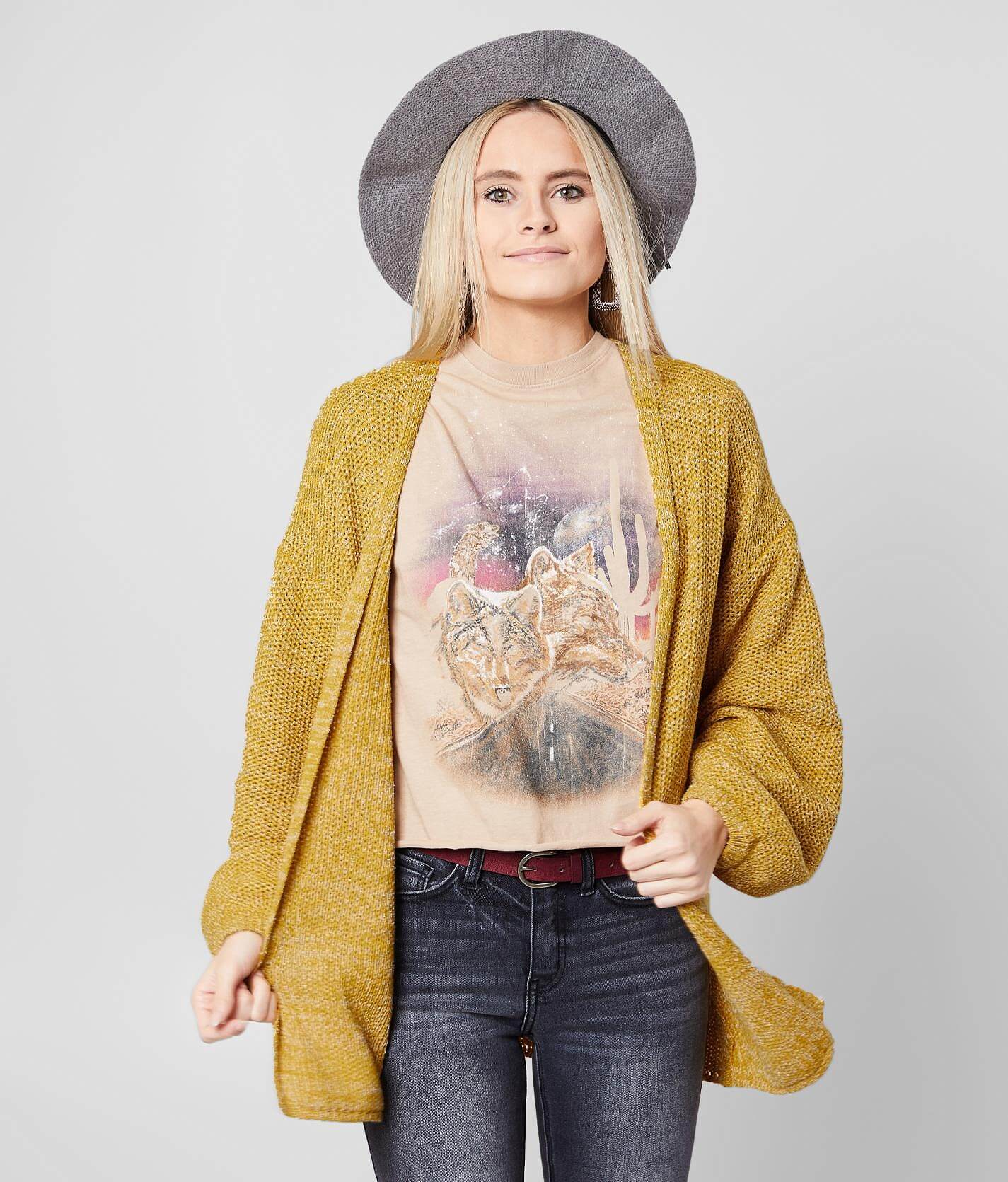 mustard cardigan sweater