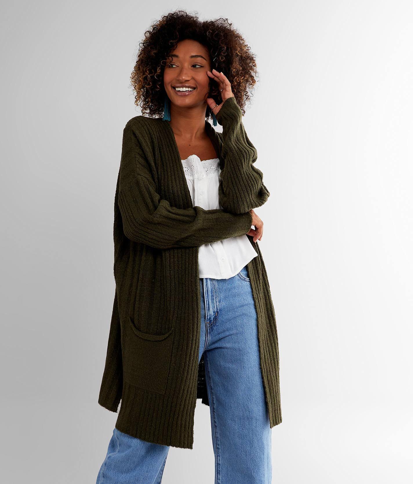 ribbed cardigan sweater