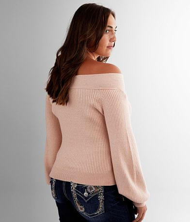 red by BKE Off The Shoulder Sweater back view