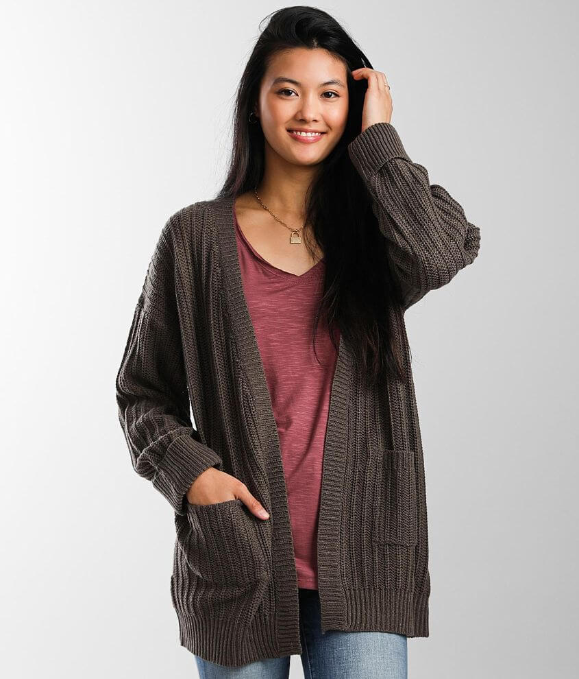 Daytrip Ribbed Cardigan Sweater Womens Sweaters In Bungee Buckle