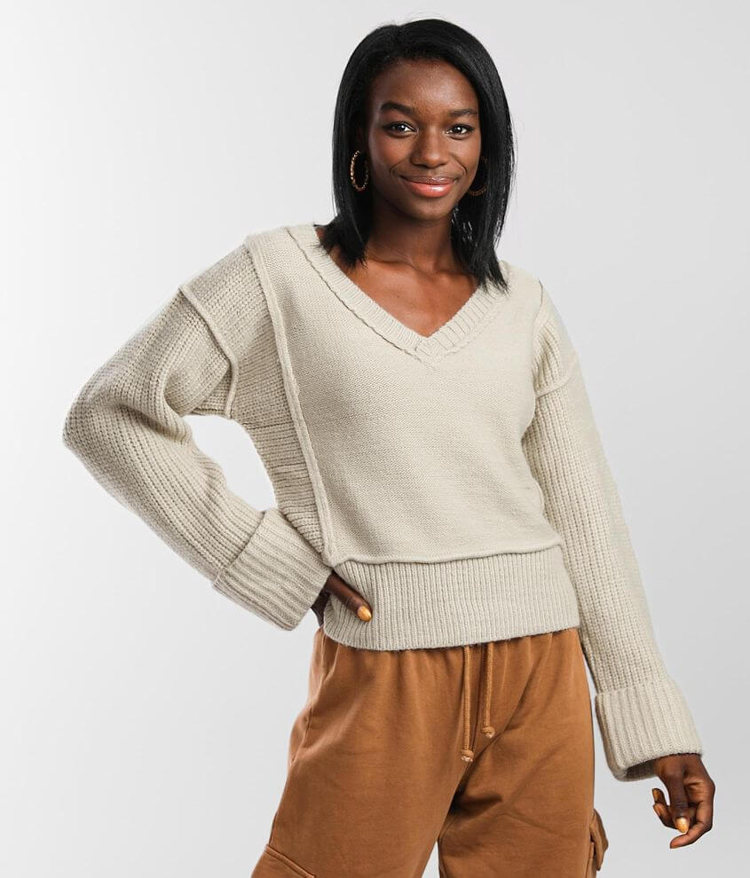 Gilded Intent Ribbed Knit Sweater front view