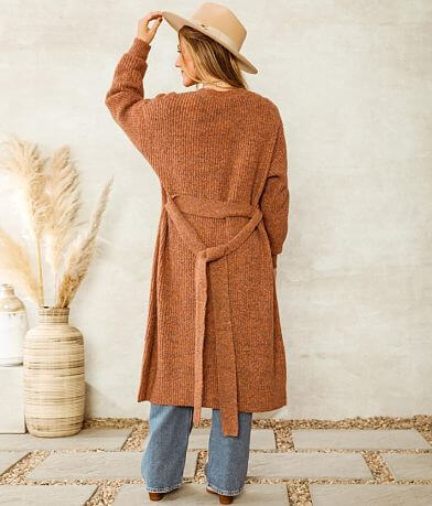 Willow &amp; Root Belted Duster Cardigan Sweater back view