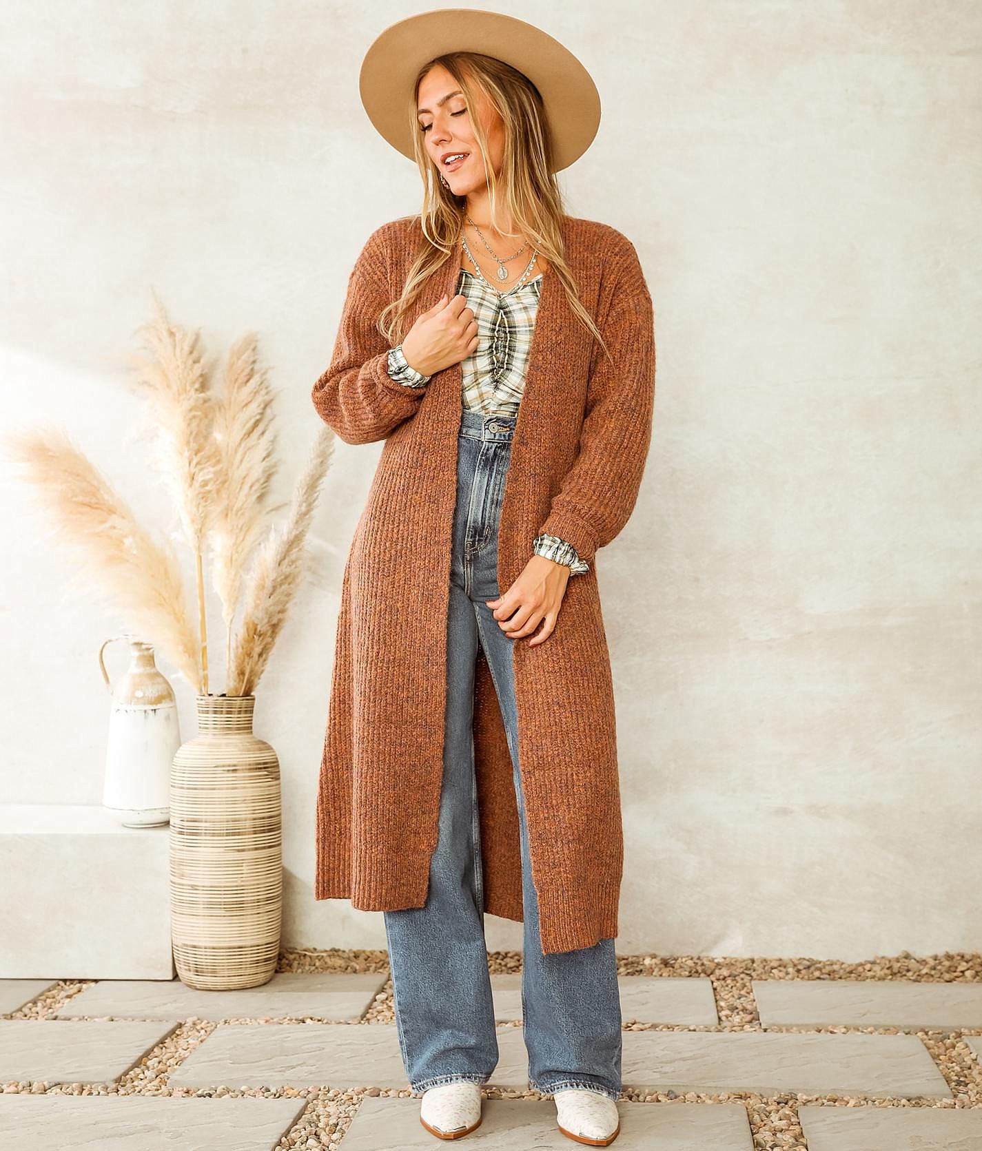 Willow & Root Belted Duster Cardigan Sweater - Women's Sweaters in Brown