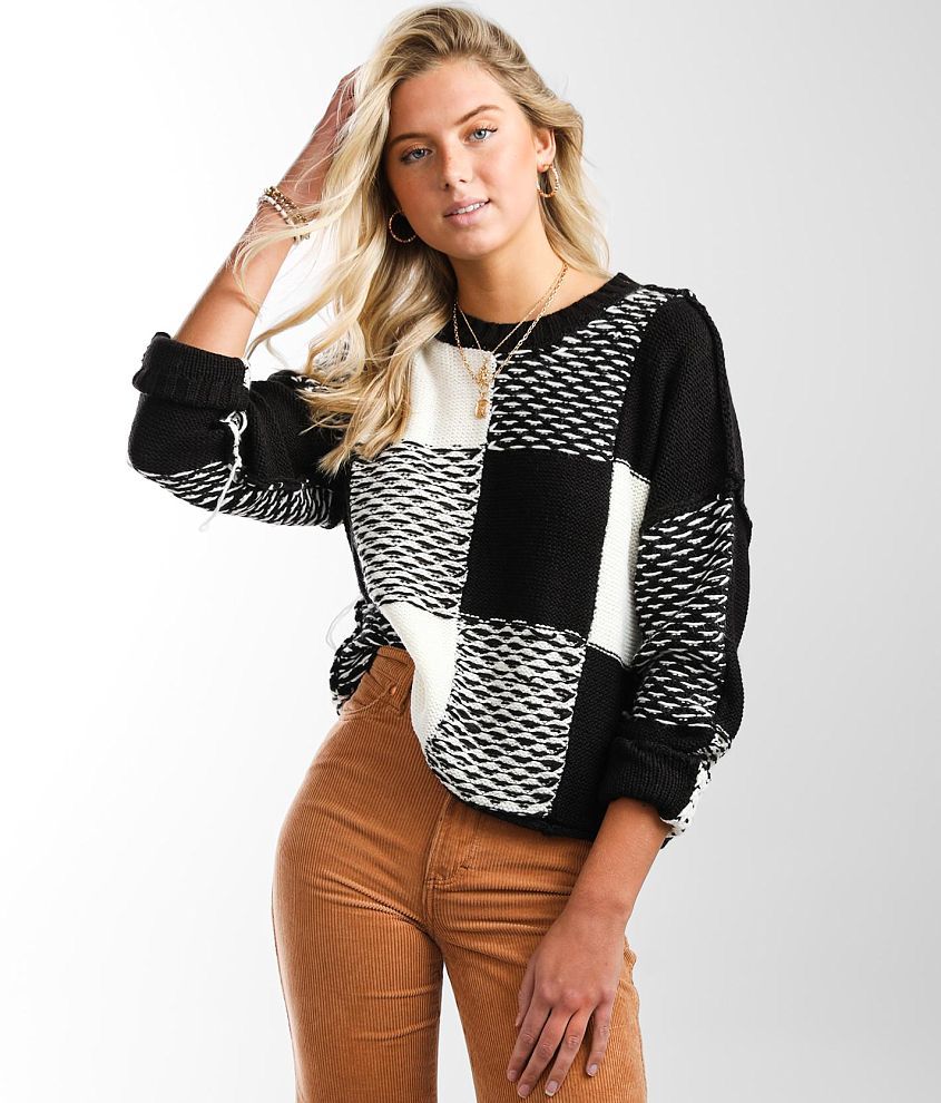 Gilded Intent Checkered Sweater front view