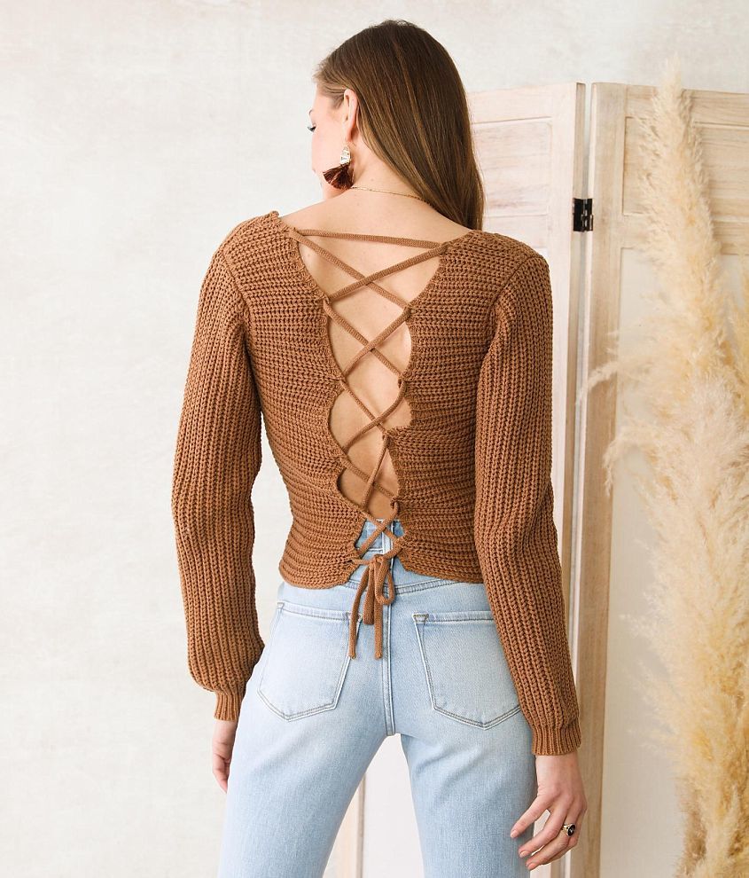 Willow &#38; Root Lace Up Sweater front view