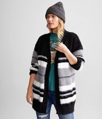 Daytrip Striped Eyelash Knit Cardigan Sweater front view