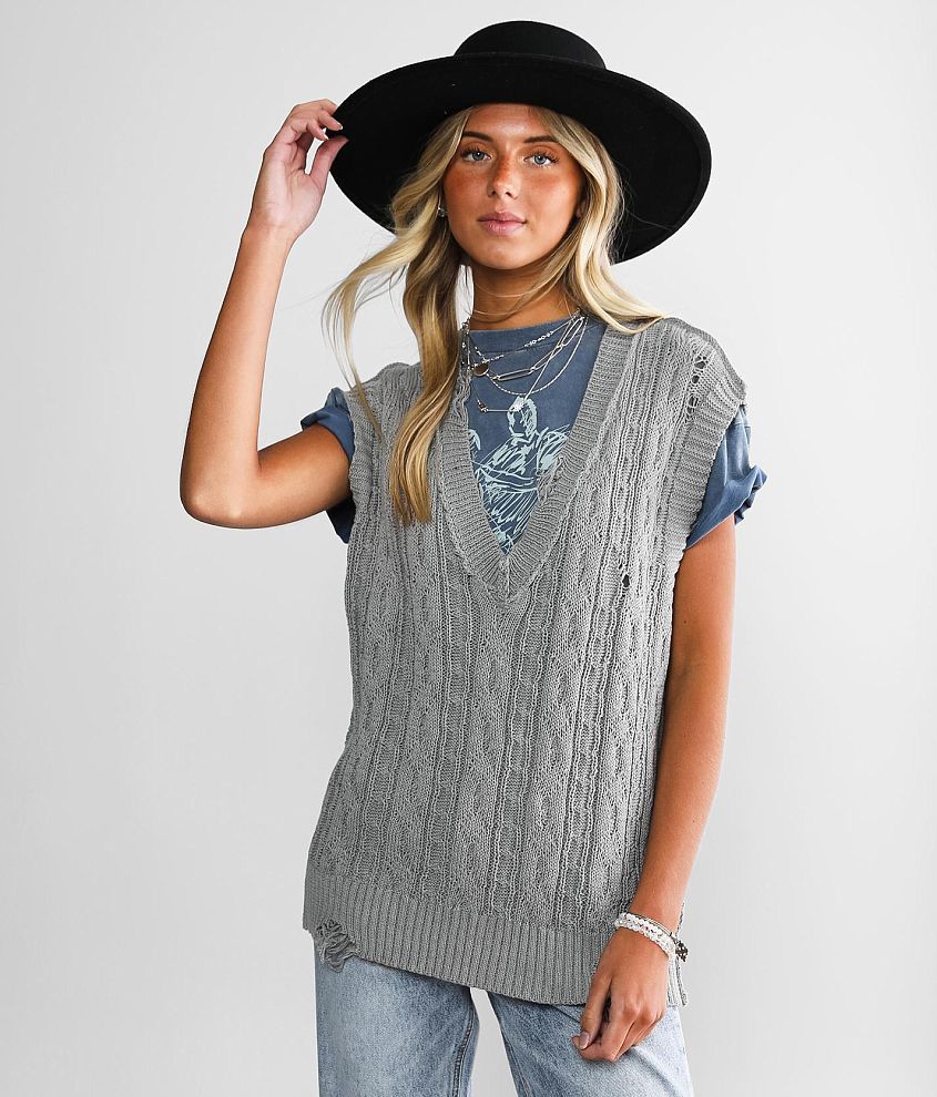 Daytrip Oversized Sweater Vest front view