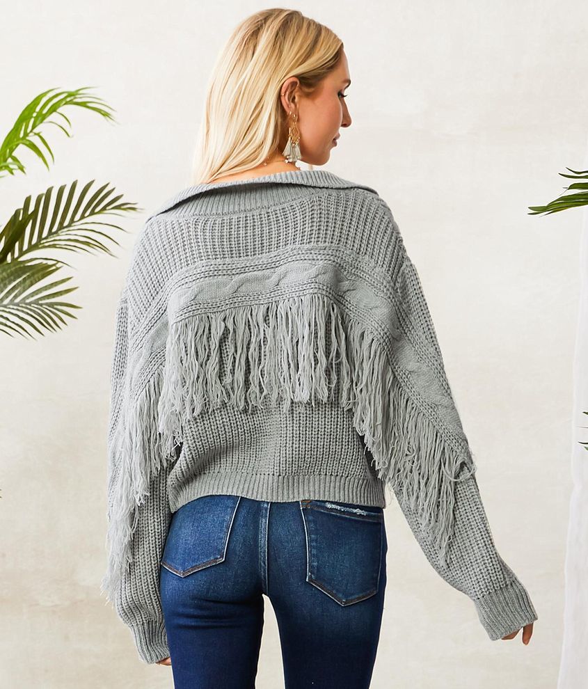 Cable Knit Fringe Sweater