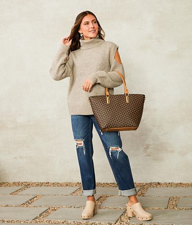 Willow & Root Marled Cold Shoulder Sweater front view