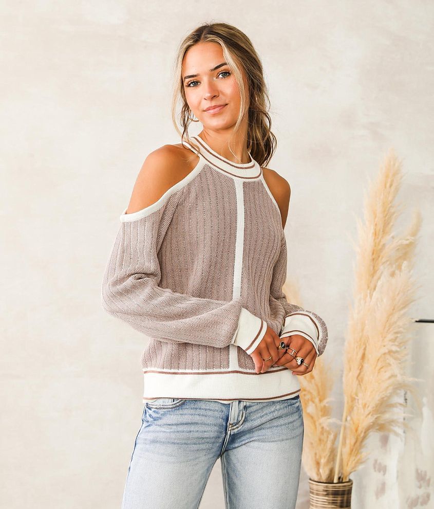 Willow &#38; Root Cold Shoulder Sweater front view