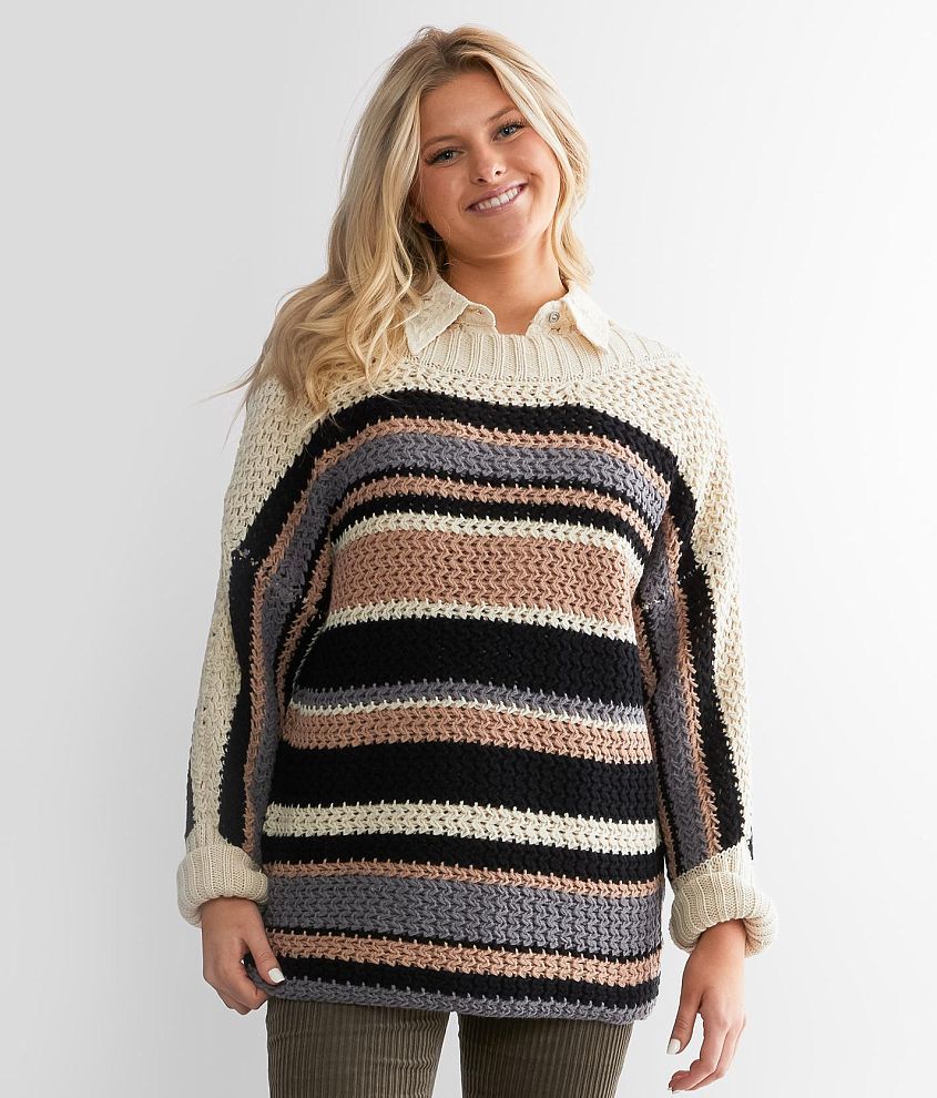 Daytrip Striped Open Weave Sweater front view