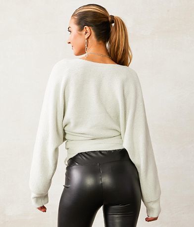 Willow &amp; Root Tinsel Wrap Cardigan Sweater back view