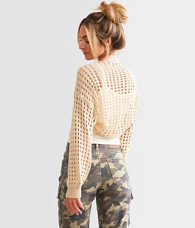 Illa Illa Open Stitch Bolero Cardigan Sweater BACK