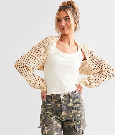 Illa Illa Open Stitch Bolero Cardigan Sweater FULL_RIGHT_SIDE