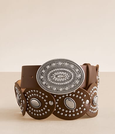 Sterling & Stitch Studded Concho Belt front view