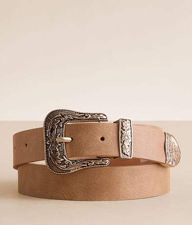 Sterling & Stitch Distressed Western Belt front view