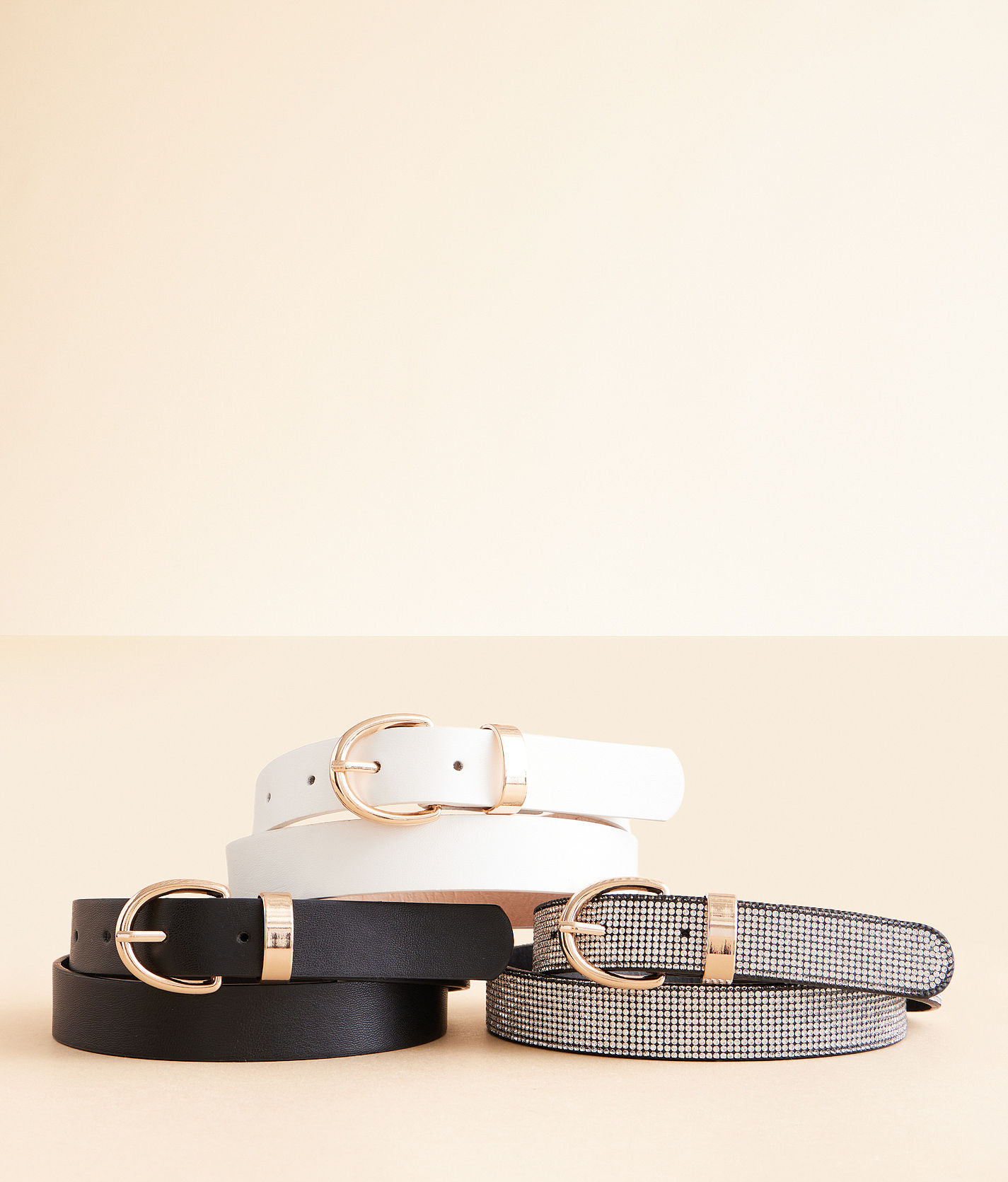 【AAKE】[BELT SET] KAY PLEATS SK BKE 3 Pack Mixed Belt Set - Women's Belts in White Clear