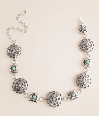 Sterling & Stitch Concho Chain Belt front view