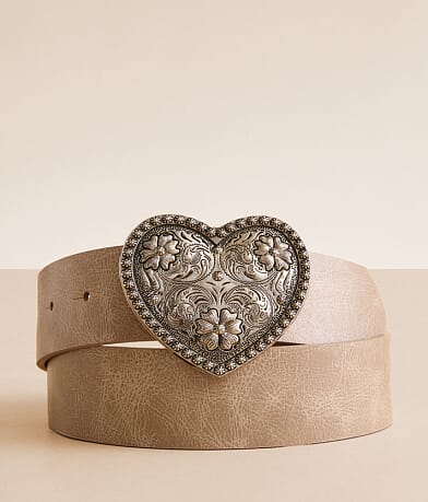 Sterling & Stitch Heart Buckle Belt front view
