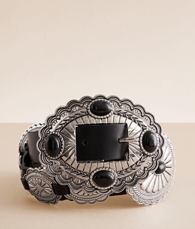 Sterling & Stitch Western Concho Belt front view