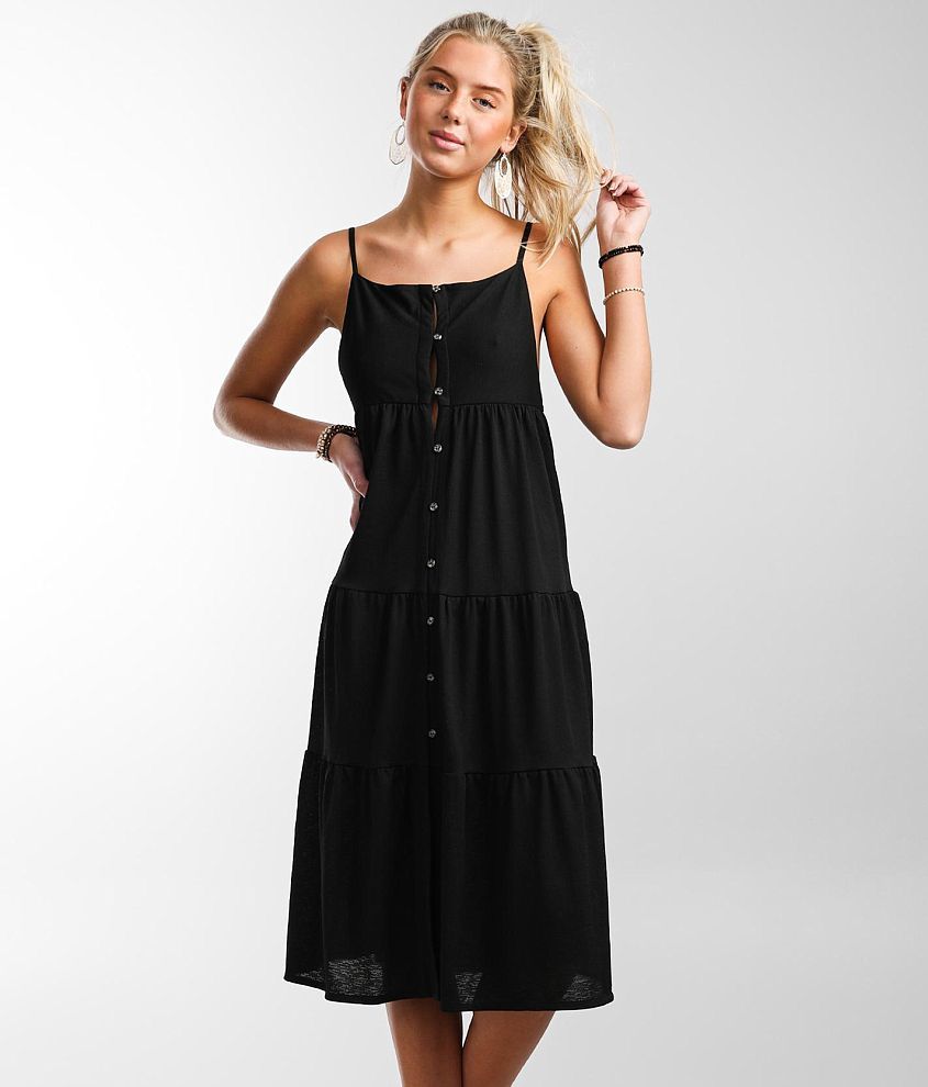 Hurley Tiered Midi Dress front view