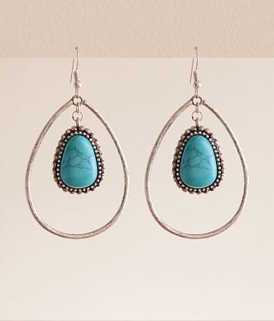 Sterling & Stitch Turquoise Teardrop Earring front view