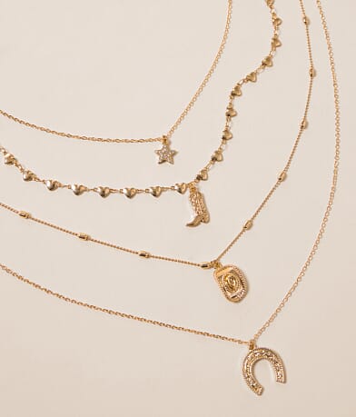 Sterling & Stitch 4 Pack Western Pendant Necklace Set front view