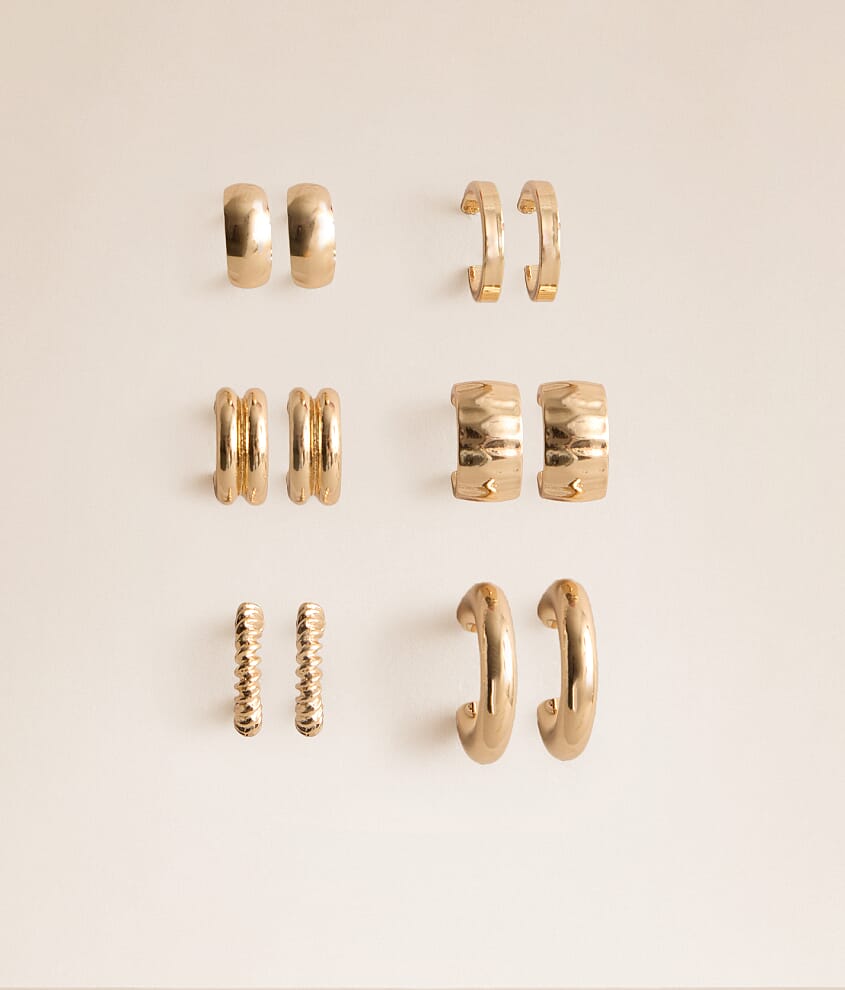 6 Pack Hoop Earring Set - thumbnail 4
