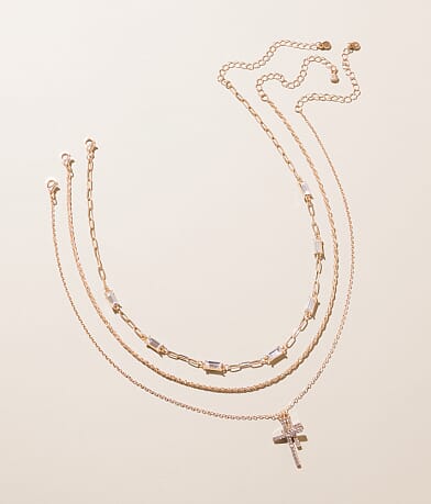 boutique by BKE 3 Pack Cross Necklace Set front view