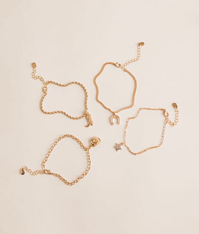 Sterling & Stitch 4 Pack Western Pendant Bracelet Set front view