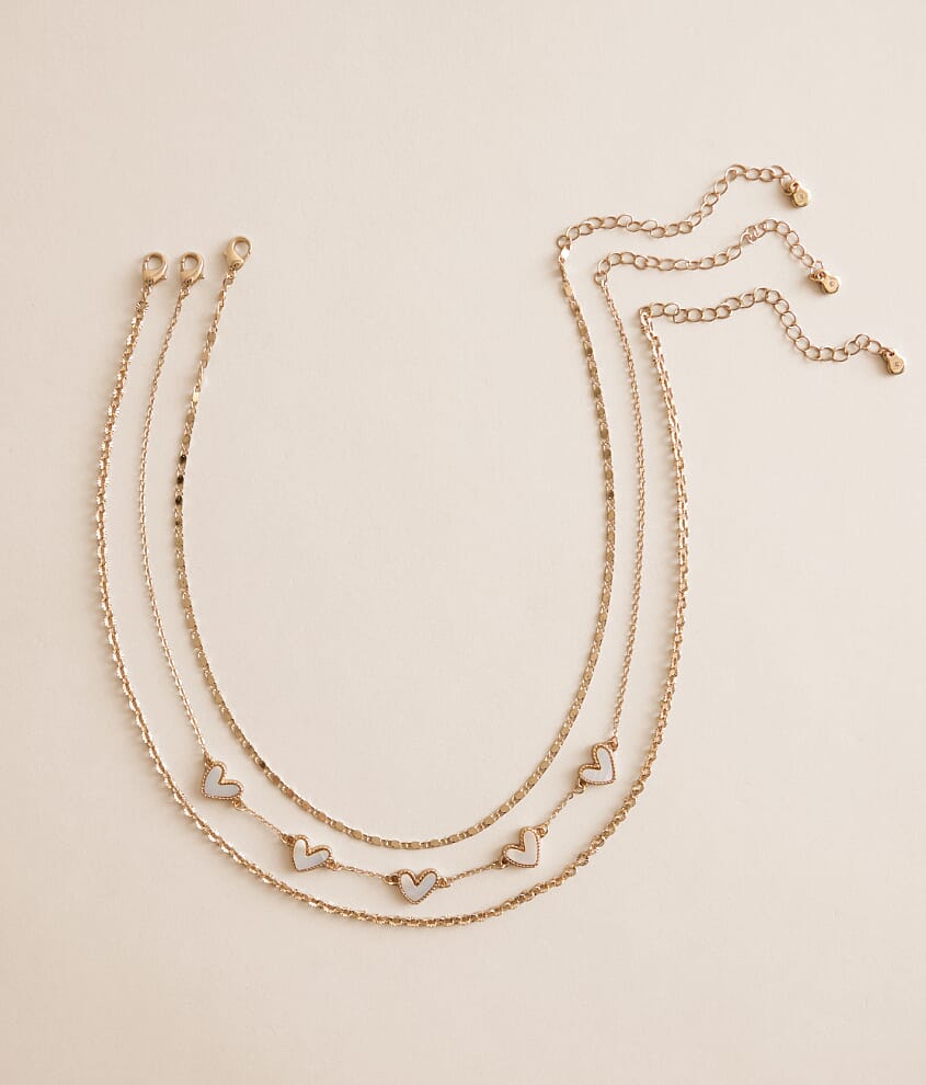 3 Pack Heart Necklace Set