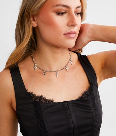 boutique by BKE Multi Cross Charm Necklace misc detail 2 view