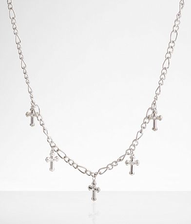boutique by BKE Multi Cross Charm Necklace front view