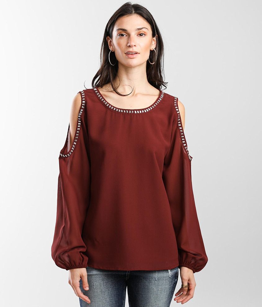 Red cold shoulder discount blouse