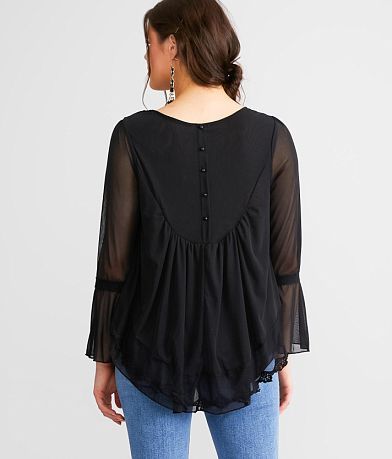Ultra Pink Semi-Sheer Mesh Top BACK