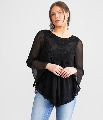 Ultra Pink Semi-Sheer Mesh Top FULL_RIGHT_SIDE