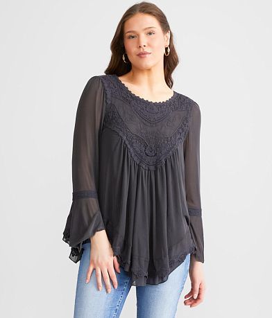Ultra Pink Semi-Sheer Mesh Top FULL_RIGHT_SIDE