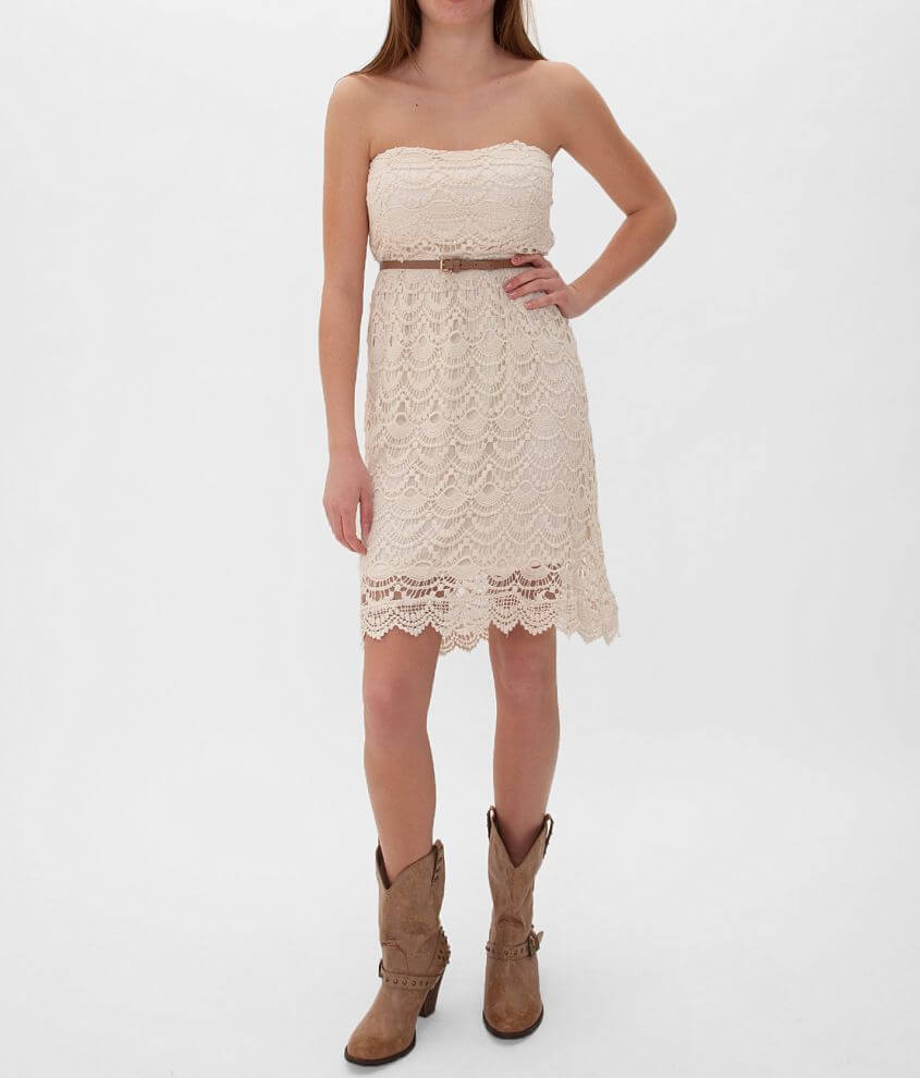 Ultra Pink Crochet Tube Top Dress front view