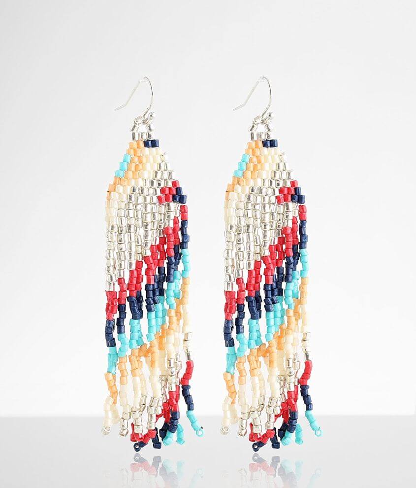 BKE Seed Bead Fringe Earring front view