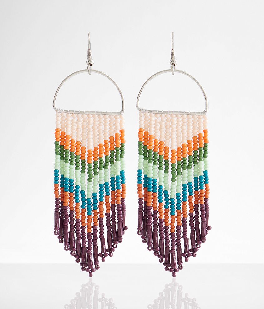 boutique by BKE Beaded Fringe Earring front view