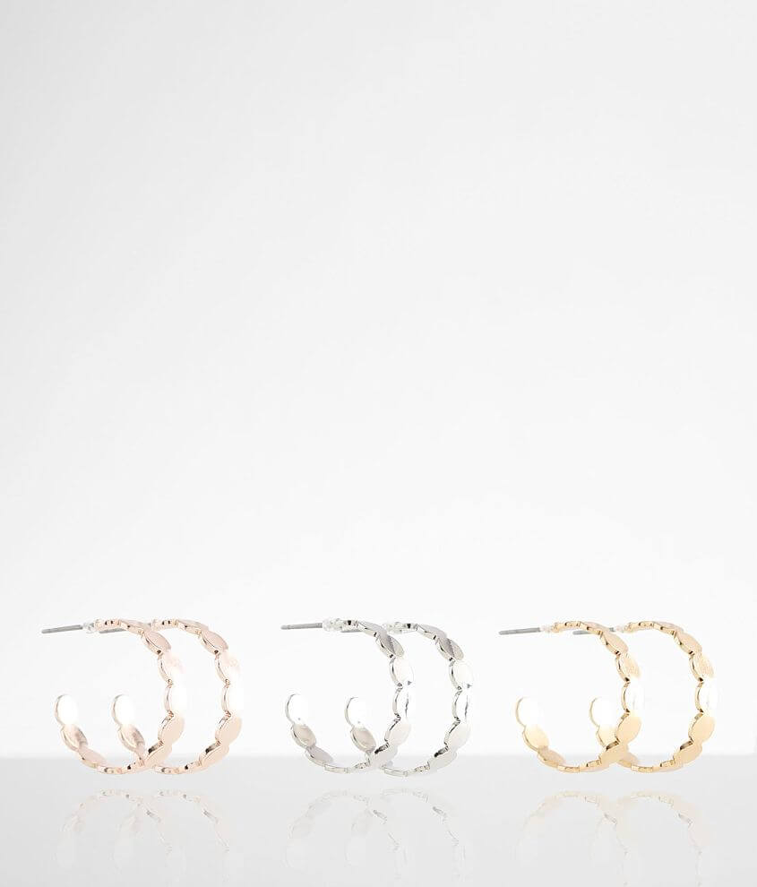 BKE 3 Pack Scalloped Hoop Earring Set front view