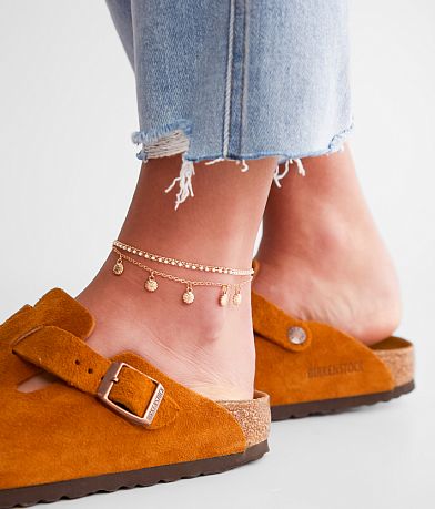 boutique by BKE 3 Pack Flower Anklet Set front view