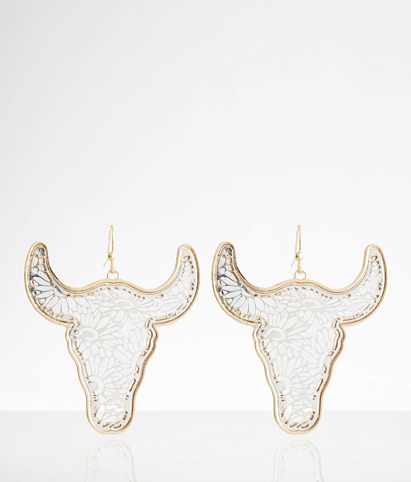 boutique by BKE Cut-Out Steer Earring front view