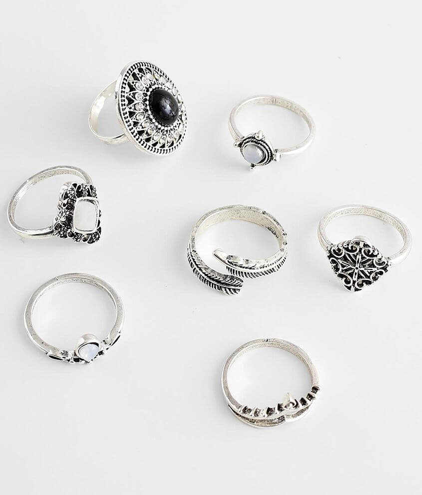 BKE 7 Pack Stone Ring Set front view