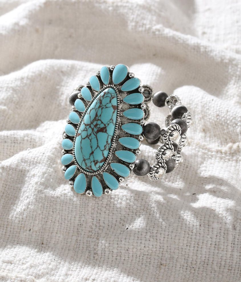 Sterling &#38; Stitch Turquoise Statement Bracelet front view