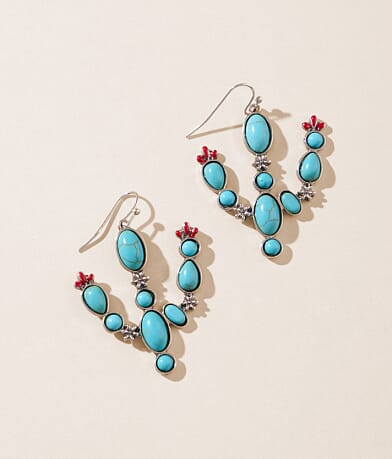 Sterling & Stitch Turquoise Cactus Earring front view