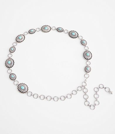 BKE Turquoise Concho Chain Belt front view